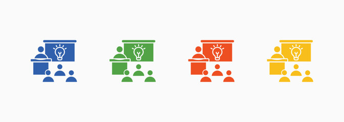 Naklejka premium Seminar Icon Set Color Multiple Style Collection Element For Design