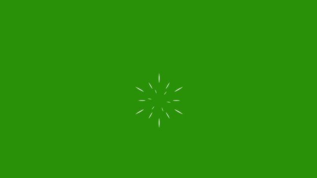 firework cartoon style circle burst animation with white line, flat, vector explosions motion effect on green screen background, Circle Highlight Motion graphics Pop-up line animation. 4k background