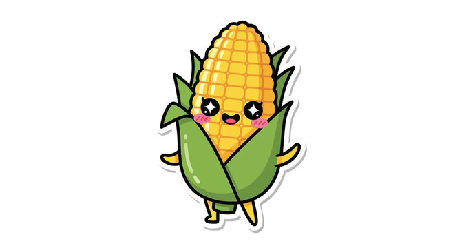 Cute Kawaii Corn Character Dancing Happy
