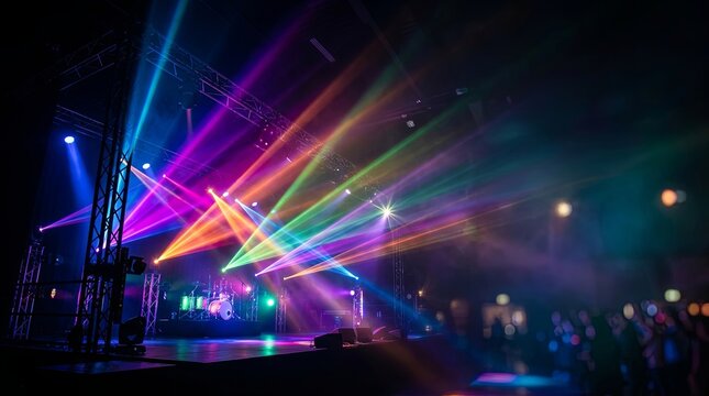 Vibrant Stage Lights Create a Colorful Atmosphere for Performances
