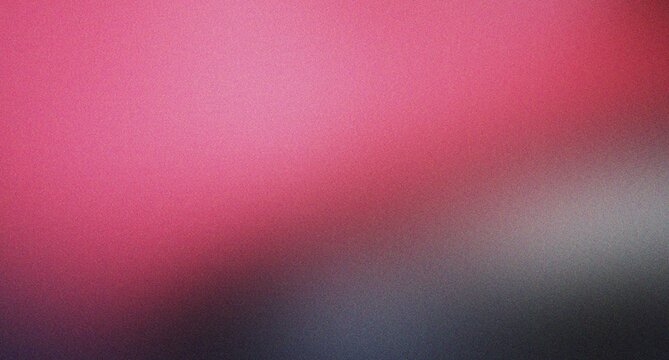 Vibrant grainy pink and dark grey gradient abstract background featuring soft color transitions and heavy film noise texture for artistic projects.