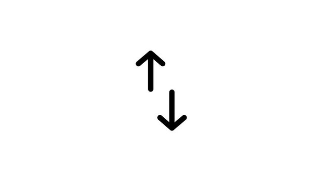 Digital technology for data transfer on black background, Data transfer up and down icon arrows for upload and download process synchronization and exchange of information between two points