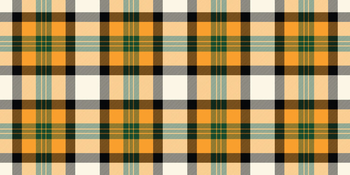 Deep pattern background seamless, colorful fabric texture plaid. Colourful check tartan vector textile in orange and old lace colors.