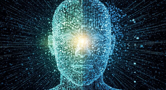 Digital Representation of Human Brain with Neural Network Visualization.