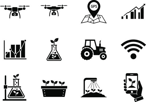 Various types of technology used in modern navigation and measurement Vector