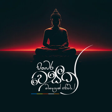 Vesak Poya - Happy Vesak Srilanka Typography Vector