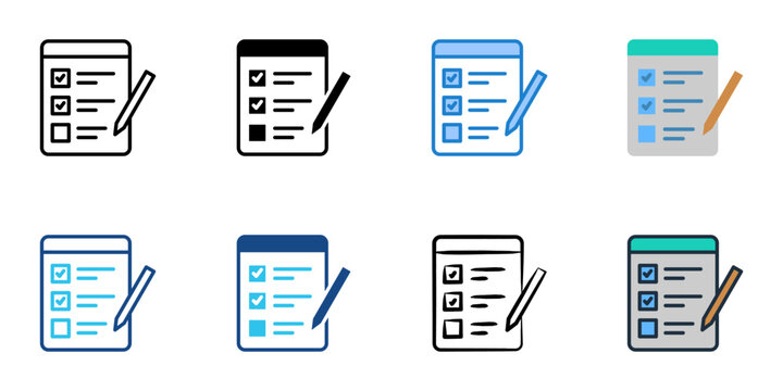Task list icons set multiple style collection. Editable stroke 
