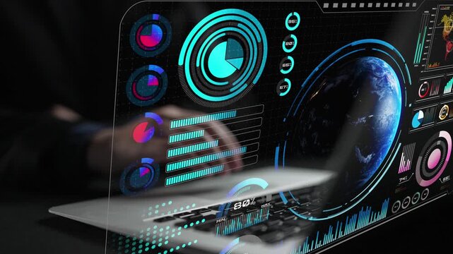 High-tech global network connection interface showing worldwide digital communication, data exchange, and internet connectivity. Global connection, data interaction, and worldwide communication. Thunk
