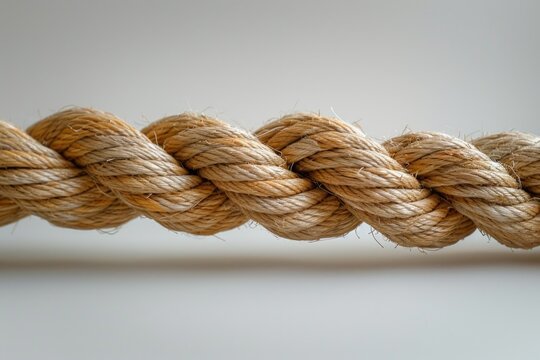 Twisted natural rope close-up, strength durability and connection concept
