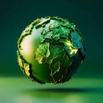 Green Leaf Earth Globe Eco Friendly Nature and Sustainability Concept
