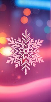 Snowflake fractal etched on frosted glass, bathed in soft, diffused pastel glow,  Christmas,  delicate