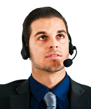 Professional male operator with headset
