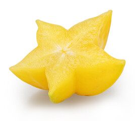 Fototapeta premium Slice of star fruit or carambola isolated on white background with clipping path.