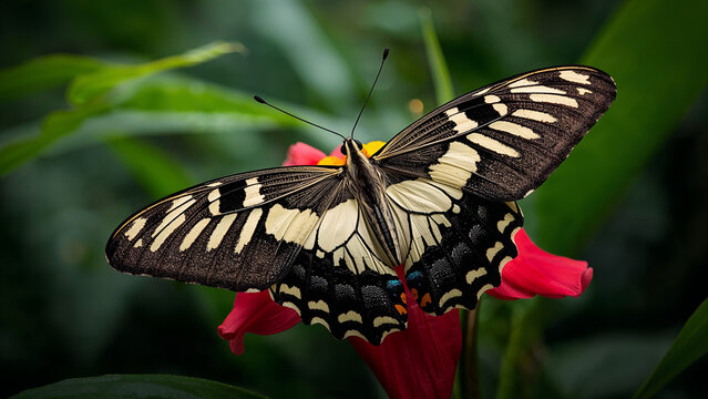 Zebra Longwing Butterfly on Rainforest Flower
