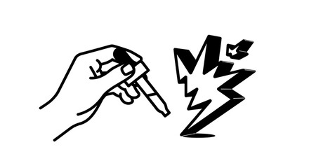 Fototapeta premium Hand holding knife with lightning effect illustration featuring drawing, weapon, combat with sharp and blade elements for danger, action projects,