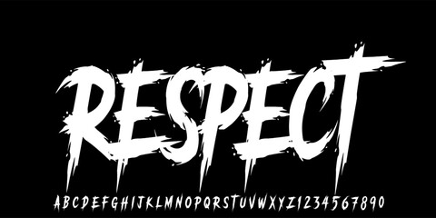 Respect Brush handmade vector font, Rough and grunge alphabet, typography for movie, music, Halloween, and poster. © krincing 