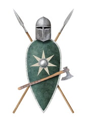 Naklejka premium ancient warrior equipment isolated on white
