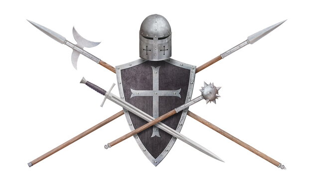 set of knight weapon isolated on white