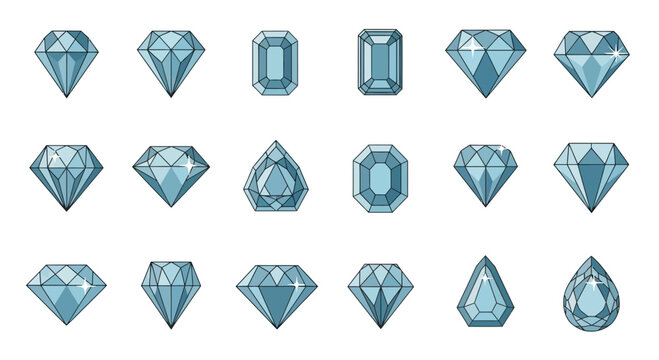 Collection of Various Blue Gemstones and Diamonds.