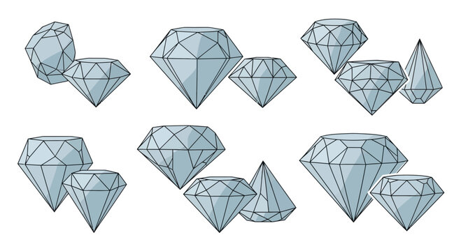 Collection of various diamond gemstones.