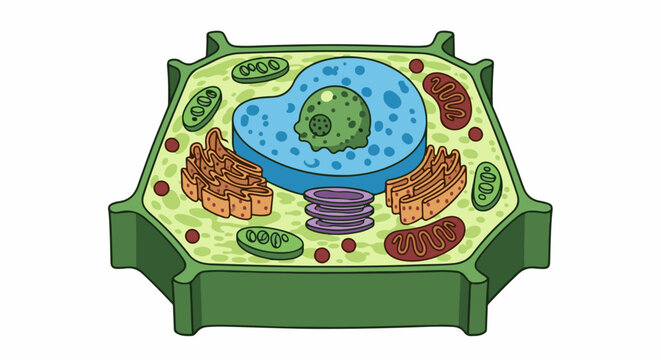 A diagram of a plant cell showing organelles within the cytoplasm