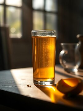Golden elixir gleams, a study in light and shadow, keto-approved bliss,  top view,  still life