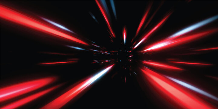 Abstract motion background loop featuring fast red lines and a bright energy burst with light speed patterns in a glowing night space design