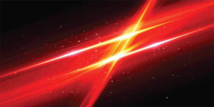 An abstract red background featuring a cosmic galaxy design with glowing stars and a bright nebula across the dark space of a night universe sky