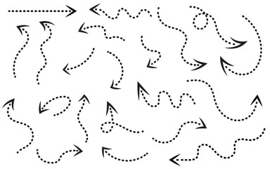 Fototapeta premium dotted arrow set vector collection with curved and directional paths, arrow collection
