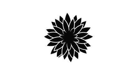 A striking black floral design dominates a white background presenting a captivating botanical silhouette high quality professional detailed © jivect02