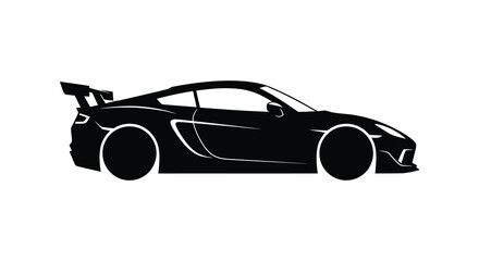 Obraz premium A sleek modern sports car is dramatically presented in a stark black profile silhouette high quality professional detailed