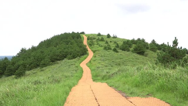 Winding mountain ridgelines in a scenic landscape