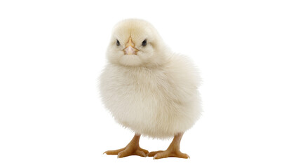 Obraz premium Fluffy yellow chick standing, isolated on transparent background