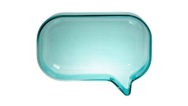 Translucent aqua glass speech bubble, isolated on transparent background
