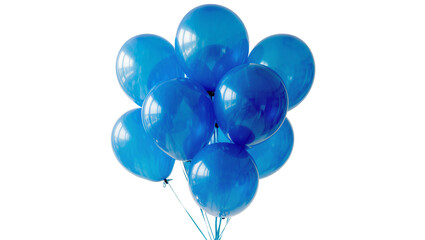Cluster of blue latex balloons floating, isolated on transparent background © Miguel