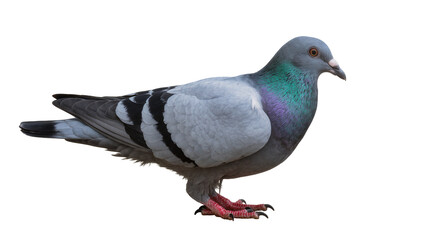 Gray pigeon with iridescent neck feathers, isolated on transparent background © Miguel