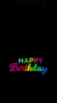 Happy Birthday neon light texte design animation.