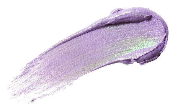 Iridescent lavender cream makeup smear, isolated on transparent background