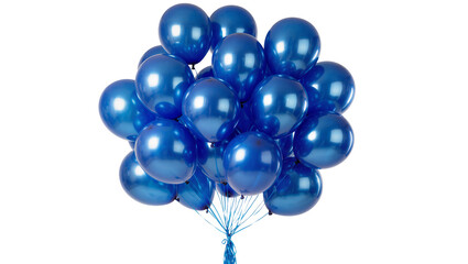 Cluster of shiny metallic blue balloons, isolated on transparent background © Miguel
