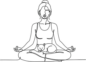 Obraz premium Serene woman meditating in lotus pose with calm expression