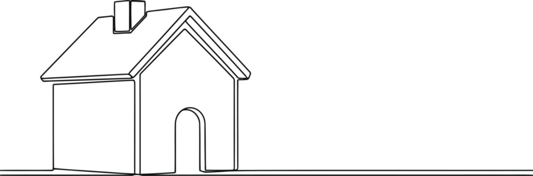Simple outline drawing of a house with a chimney on a white background