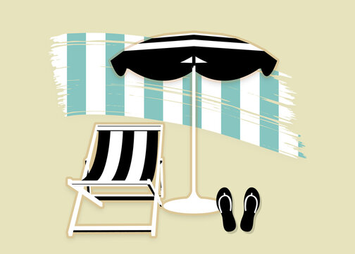 Spiaggia con ombrellone e sdraia