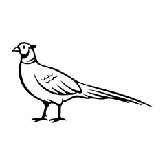 Logotipo con dibujo minimalista con líneas de un faisán de pie visto de perfil © teracreonte
