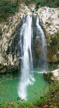 Beautiful waterfall in the mountains.