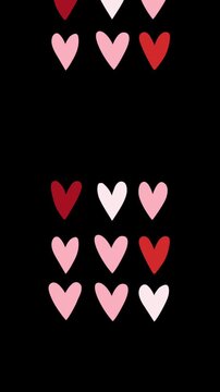 Animation hearts on black background