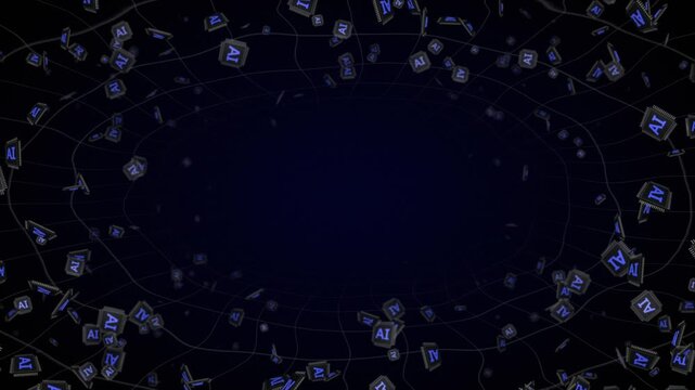 AI Text and CPU Processor Animation Background, Looped
