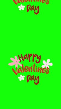 Happy Valentine's Day texts design animation on green screen.