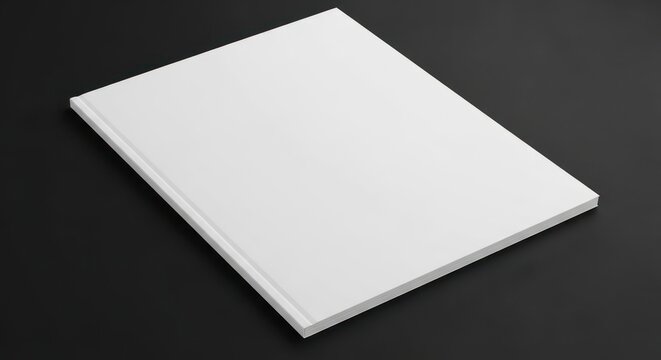 Blank white workbook mockup on dark surface, perfect for branding presentation, stationery design and corporate identity