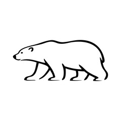 Logotipo con dibujo minimalista con líneas de un oso polar andando de perfil  © teracreonte