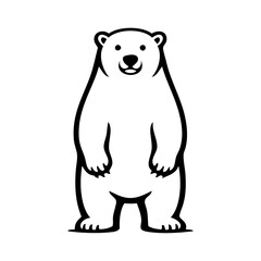 Logotipo con dibujo minimalista con líneas de un oso polar de pie visto de frente  © teracreonte
